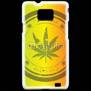 Coque Samsung Galaxy S2 Marijuana stamp on rastafarian background