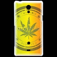 Coque Sony Xperia T Marijuana stamp on rastafarian background