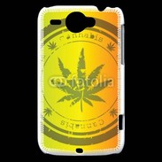Coque HTC Wildfire G8 Marijuana stamp on rastafarian background