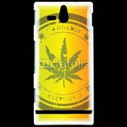 Coque Sony Xperia U Marijuana stamp on rastafarian background