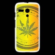 Coque Motorola G Marijuana stamp on rastafarian background