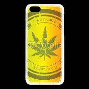 Coque iPhone 5C Marijuana stamp on rastafarian background