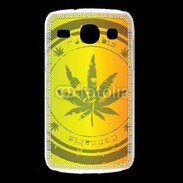Coque Samsung Galaxy Core Marijuana stamp on rastafarian background