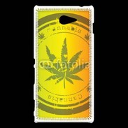 Coque Sony Xperia M2 Marijuana stamp on rastafarian background