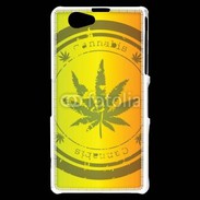 Coque Sony Xperia Z1 Compact Marijuana stamp on rastafarian background