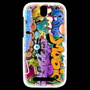 Coque HTC One SV Graffiti seamless background. Hip-hop art