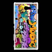 Coque Sony Xperia M2 Graffiti seamless background. Hip-hop art