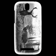 Coque HTC One SV Cerf en noir et blanc 150