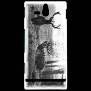 Coque Sony Xperia U Cerf en noir et blanc 150