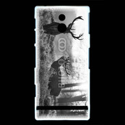 Coque Sony Xperia P Cerf en noir et blanc 150