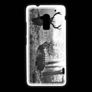 Coque HTC One Max Cerf en noir et blanc 150