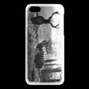 Coque iPhone 5C Cerf en noir et blanc 150