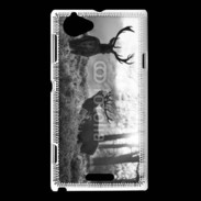 Coque Sony Xperia L Cerf en noir et blanc 150