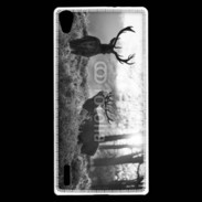 Coque Huawei Ascend P7 Cerf en noir et blanc 150