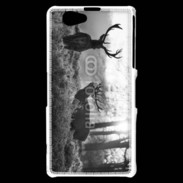 Coque Sony Xperia Z1 Compact Cerf en noir et blanc 150