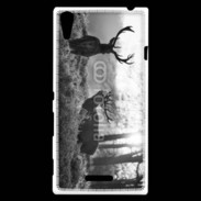 Coque Sony Xperia T3 Cerf en noir et blanc 150