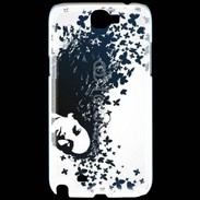 Coque Samsung Galaxy Note 2 Woman with a butterflies in hair.