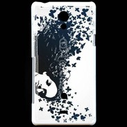 Coque Sony Xperia T Woman with a butterflies in hair.