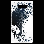 Coque LG Optimus L7 Woman with a butterflies in hair.