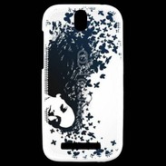Coque HTC One SV Woman with a butterflies in hair.
