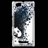 Coque Sony Xperia M Woman with a butterflies in hair.