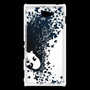 Coque Sony Xperia M2 Woman with a butterflies in hair.