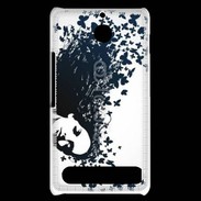 Coque Sony Xperia E1 Woman with a butterflies in hair.