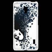 Coque LG F6 Woman with a butterflies in hair.
