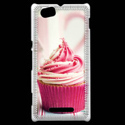 Coque Sony Xperia M Cup cake rose et blanc