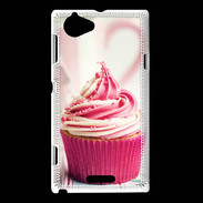 Coque Sony Xperia L Cup cake rose et blanc