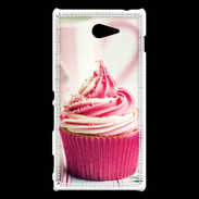 Coque Sony Xperia M2 Cup cake rose et blanc