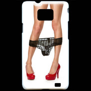 Coque Samsung Galaxy S2 Escarpins rouges vernis lingerie dentelle noire sexy
