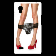 Coque LG Optimus L9 Escarpins rouges vernis lingerie dentelle noire sexy