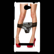 Coque HTC Windows Phone 8S Escarpins rouges vernis lingerie dentelle noire sexy