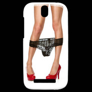Coque HTC One SV Escarpins rouges vernis lingerie dentelle noire sexy