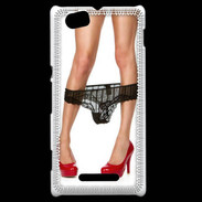 Coque Sony Xperia M Escarpins rouges vernis lingerie dentelle noire sexy