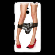 Coque Nokia Lumia 1320 Escarpins rouges vernis lingerie dentelle noire sexy