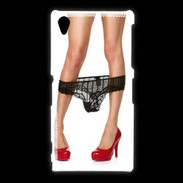 Coque Sony Xpéria Z1 Escarpins rouges vernis lingerie dentelle noire sexy