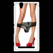 Coque Sony Xperia T2 Ultra Escarpins rouges vernis lingerie dentelle noire sexy