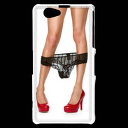 Coque Sony Xperia Z1 Compact Escarpins rouges vernis lingerie dentelle noire sexy