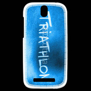 Coque HTC One SV Triathlon sur fond bleu
