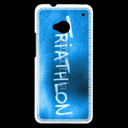 Coque HTC One Triathlon sur fond bleu