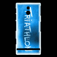 Coque Sony Xperia P Triathlon sur fond bleu