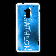 Coque HTC One Max Triathlon sur fond bleu