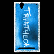 Coque Sony Xperia T2 Ultra Triathlon sur fond bleu
