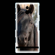 Coque Sony Xperia P Tête de cheval noir