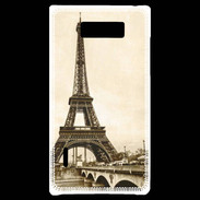 Coque LG Optimus L7 Tour Eiffel Vintage en noir et blanc