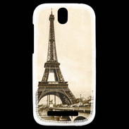 Coque HTC One SV Tour Eiffel Vintage en noir et blanc
