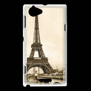Coque Sony Xperia L Tour Eiffel Vintage en noir et blanc