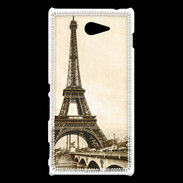 Coque Sony Xperia M2 Tour Eiffel Vintage en noir et blanc